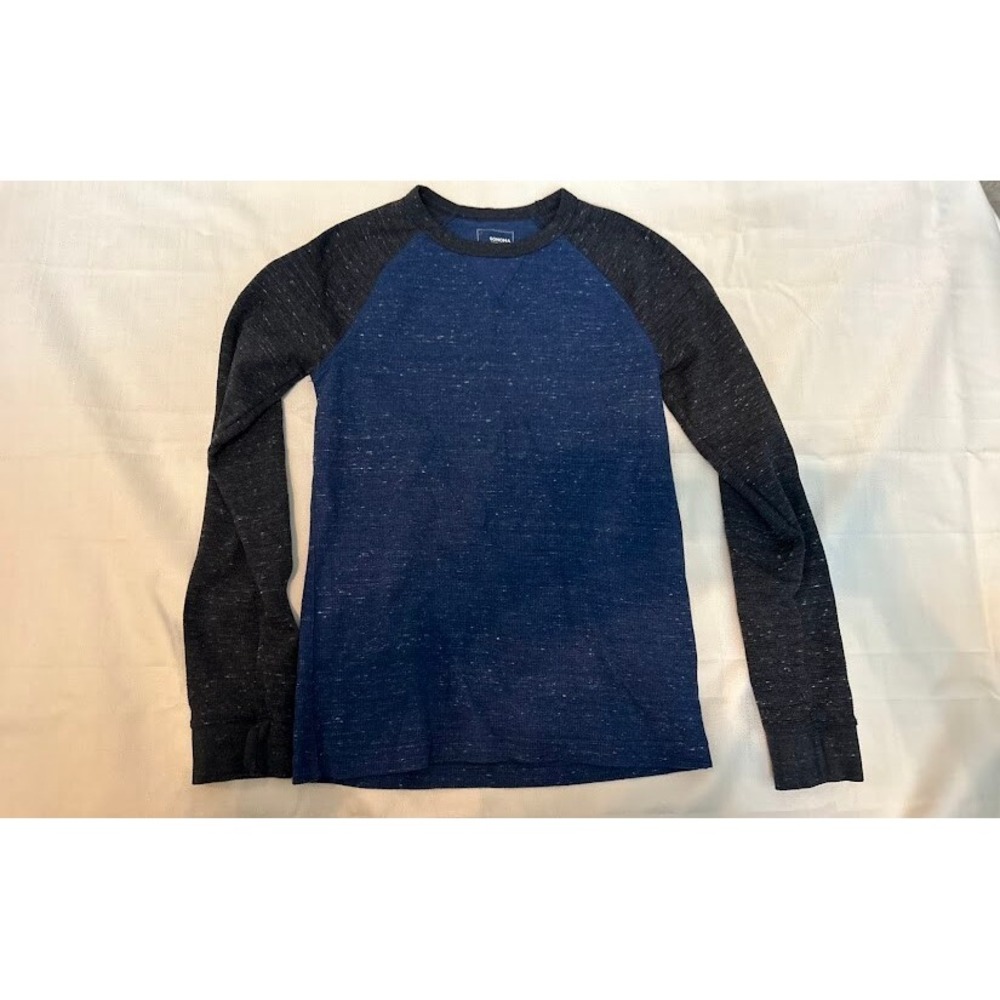Sonoma Long Sleeve Shirt Men's Medium Blue Gray Raglan
